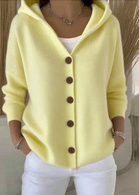 Isabel | Damen Casual Kapuze Strickjacke - Hellgelb