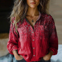 Lily | Bedruckte Vintage Bluse - Rot