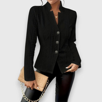 Lina | Weiche Strickjacke mit Stehkragen - Schwarz