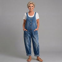 Linnéa | Damen Latzhose Wide Leg Overall - Blau