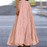 Lisanne | Damen Maxirock A-Linie Faltenrock Gummibund - Rosa