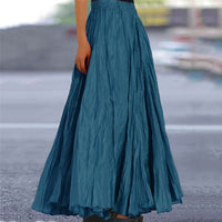 Lisanne | Damen Maxirock A-Linie Faltenrock Gummibund - Pfauenblau