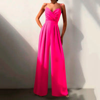 Livia | Damen Jumpsuit Herzausschnitt Weites Bein Ärmellos - Rosa
