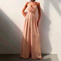 Livia | Damen Jumpsuit Herzausschnitt Weites Bein Ärmellos - Orange