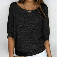 Louisa | Eleganter Feinstrick Pullover - Schwarz