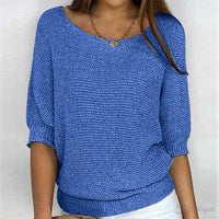 Louisa | Eleganter Feinstrick Pullover - Blau