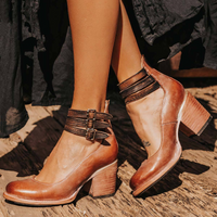 Luisa | Damen Lässige Blockabsat Riemchen-Pumps - Dunkelbraun
