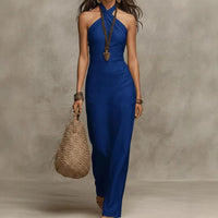 Luise | Damen Neckholder Maxikleid - Dunkelblau