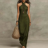 Luise | Damen Neckholder Maxikleid - Grün