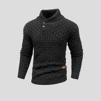 Lukas | Herren Rollkragen Strickpullover mit Zopfmuster - Schwarz