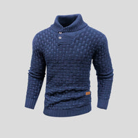 Lukas | Herren Rollkragen Strickpullover mit Zopfmuster - Blau