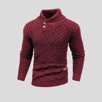 Lukas | Herren Rollkragen Strickpullover mit Zopfmuster - Weinrot