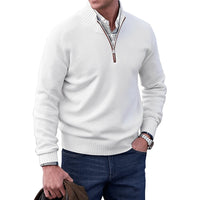 Lukas | Herren Zip Strickpullover - Weiß