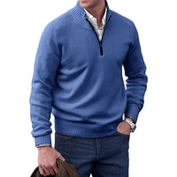 Lukas | Herren Zip Strickpullover - Blau