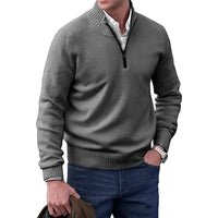 Lukas | Herren Zip Strickpullover - Dunkelgrau