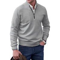 Lukas | Herren Zip Strickpullover - Hellgrau