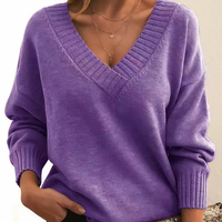 Sabine | Damen Kaschmir V-Ausschnitt Pullover - Lila