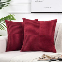 Dekokissen Samt Weich Quadratisch Sofa Wohnzimmer - Weinrot