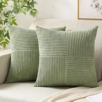 Dekokissen Samt Weich Quadratisch Sofa Wohnzimmer - Hellgrün