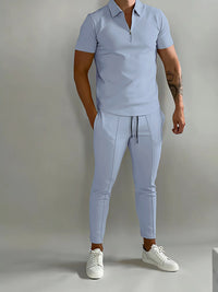 Lysander | Herren Trainingsanzug Polo Set - Hellblau