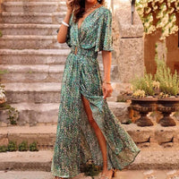 Lysistrata | Damen Wickelkleid Maxikleid V-Ausschnitt - Grün