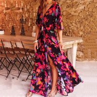Lysistrata | Damen Wickelkleid Maxikleid V-Ausschnitt - Schwarz
