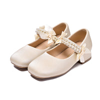 Mädchen-Ballerinas mit Perlenriemen und Schleifendetail - Aprikose