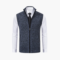Magnus | Herren Ärmelloser Strickpullover mit Reißverschluss - Blau