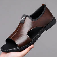 Boriss - Bequeme Ledersandale - Braun