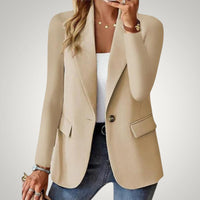 Maja | Damen Lässiger Reverskragen Taillierter Blazer - Beige