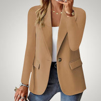 Maja | Damen Lässiger Reverskragen Taillierter Blazer - Braun