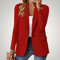 Maja | Damen Lässiger Reverskragen Taillierter Blazer - Rot