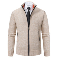 Malte | Herren Thermo Strickjacke mit Stehkragen - 6601 Beige