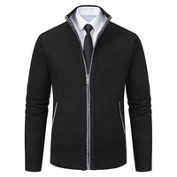 Malte | Herren Thermo Strickjacke mit Stehkragen - 6601 Schwarz