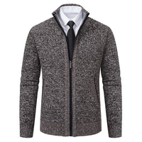 Malte | Herren Thermo Strickjacke mit Stehkragen - 6601 Kaffeebraun