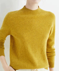 Marlene | Damen Weicher Stehkragen Kashmirpullover - Gelb