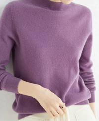 Marlene | Damen Weicher Stehkragen Kashmirpullover - Dunkellila
