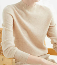 Marlene | Damen Weicher Stehkragen Kashmirpullover - Beige