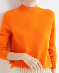 Marlene | Damen Weicher Stehkragen Kashmirpullover - Orange