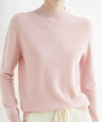 Marlene | Damen Weicher Stehkragen Kashmirpullover - Rosa