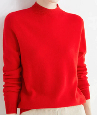 Marlene | Damen Weicher Stehkragen Kashmirpullover - Rot