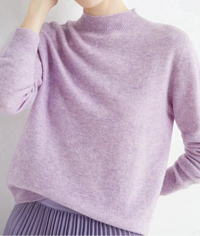 Marlene | Damen Weicher Stehkragen Kashmirpullover - Helllila