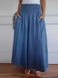 Marlene | Damen Baumwollhose Weitschnitt Sommer Leicht - Dunkelblau