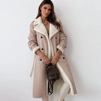 Martina | Damen Gefütterter Langer Knöpfen Mantel - Beige