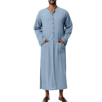 Mateo | Herren Luftiges Leinen Thobe Jubba - Hellblau