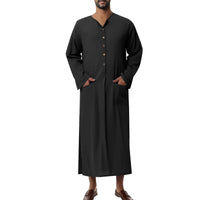 Mateo | Herren Luftiges Leinen Thobe Jubba - Schwarz