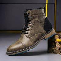 Mateo | Herren Zweifarbige Leder Stiefel - Grau Schwarz