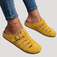 Matilda | Damen Schnallen Clogs mit Cut-Out Details - Gelb