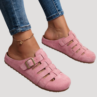 Matilda | Damen Schnallen Clogs mit Cut-Out Details - Rosa