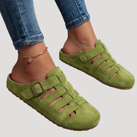 Matilda | Damen Schnallen Clogs mit Cut-Out Details - Grün